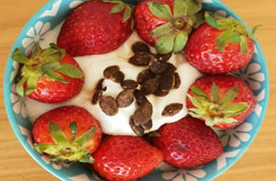 Yoghurt, Strawberries and Pumpkin Seeds